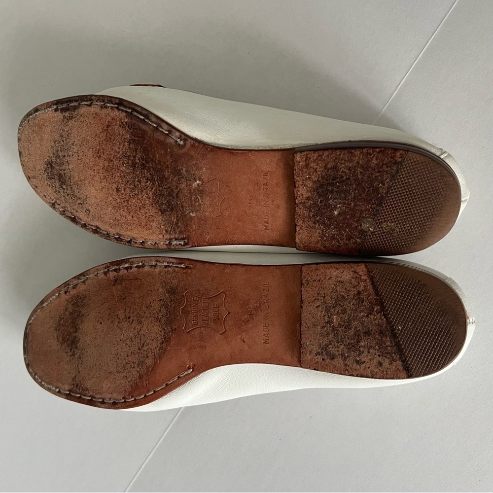 Vintage Liz Preppy Artsy Boho Size 7 White Leather Slip On Comfy Office Loafers - Picture 8 of 9